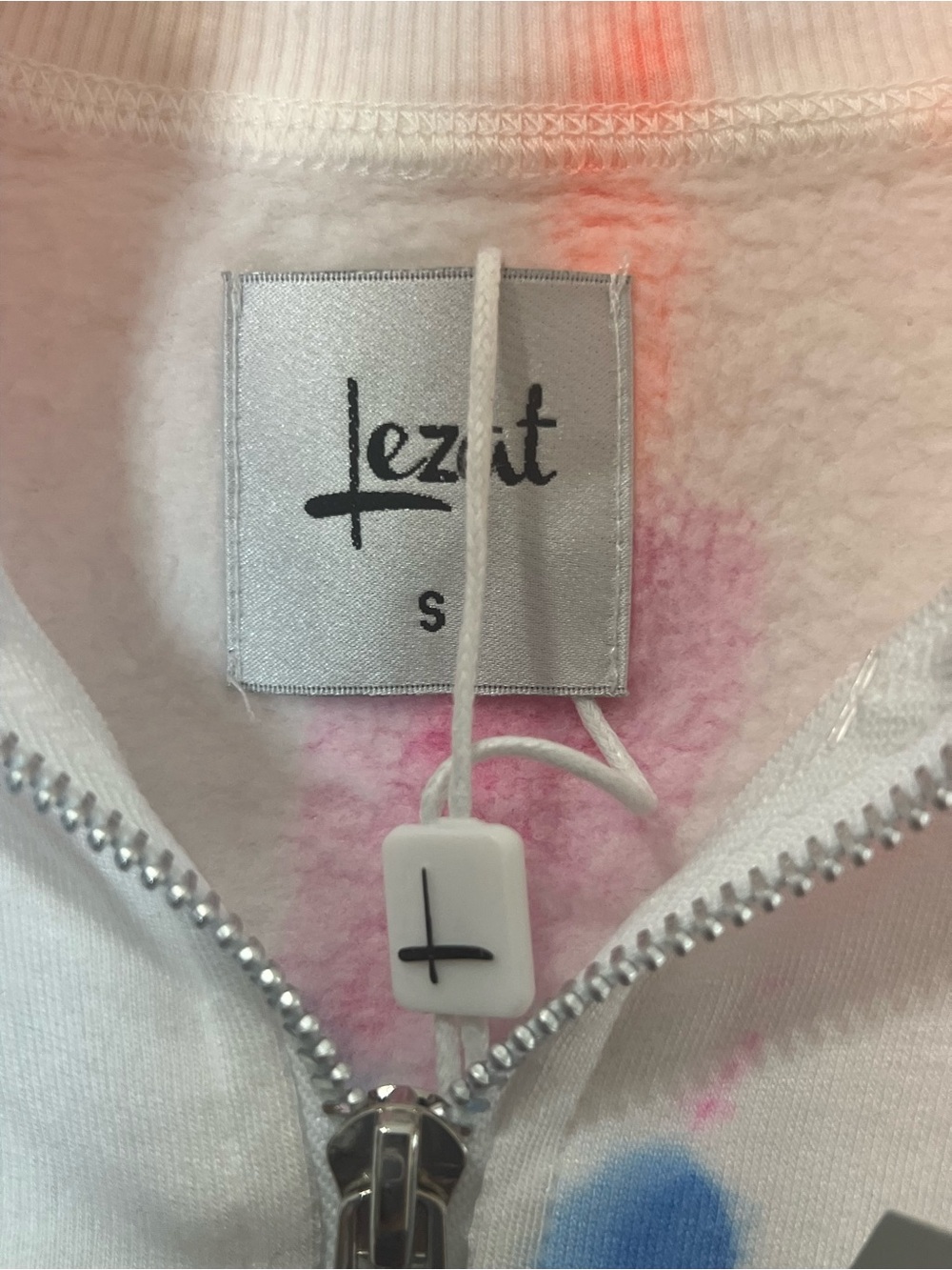 Tie-Dye Hooded Jumpsuit in White with Neon Accents - Picture 3 of 7